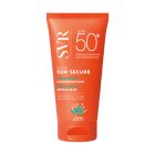 SVR SUN SECURE BLUR SPF 50+ - Br.1 za zaštitu od sunca i njegu osjetljive kože lica. Ovaj kremasti mousse stapa se s kožom odmah nakon nanošenja! Ne sadrži alergene i nije fotosenzibilan. Proizvod je u narančasto bijeloj tubi na bijeloj pozadini.