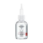 Vichy LIFTACTIV SUPREME H.A. EPIDERMIC FILLER Serum za punoću kože s 1,5% čiste hijaluronske kiseline, 30 ml - anti-agining serum s hijaluronskom kiselinom. Srebrno bijela bočica proizvoda na bijelo pozadini.