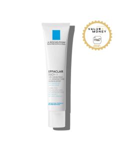 La Roche-Posay | EFFACLAR DUO (+)  korektivna njega koja odčepljuje pore 40 ml - potpuna njega s pojačanom djelotvornošću protiv nepravilnosti. Proizvod u bijelo plavoj tubi s doznakom nagrade iz 2021. godine na bijeloj pozadini.