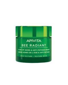Apivita Bee Radiant bogata krema koja smanjuje znakove starenja i umora na koži lica. Krema bogate teksture u teglici s anti-age učinkom. 