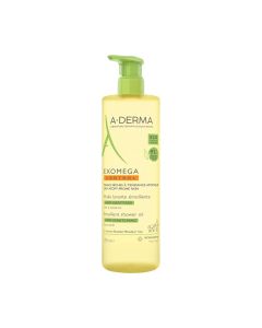 A-DERMA EXOMEGA CONTROL emolijentno ulje za tuširanje 750 ml - emolijentno ulje za tuširanje. Za suhu kožu sklonu atopiji. Zeleno siva bočica s pumpicom na bijeloj pozadini.