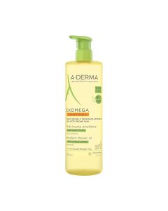 A-DERMA EXOMEGA CONTROL emolijentno ulje za tuširanje 750 ml - emolijentno ulje za tuširanje. Za suhu kožu sklonu atopiji. Zeleno siva bočica s pumpicom na bijeloj pozadini.