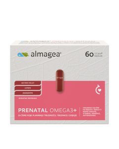 Almagea Prenatal Omega3+ 50 kapsula - dodatak prehrani za zdravu trudnoću i dojenje s jedinstvenim sadržajem vitamina, minerala, antioksidansa i omega-3 masnih kiselina.