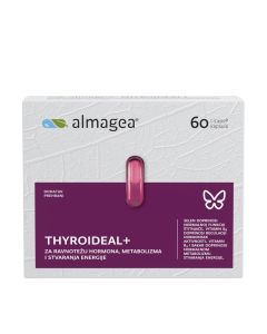 Almagea Thyroideal+ 60 kapsula - formulacija s 13 pomno odabranih, ključnih nutrijenata važnih za hormonalnu ravnotežu, rad metabolizma i održavanje optimalne razine energije.