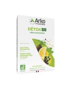 Arkopharma DETOX BIO Tekući dodatak prehrani s bazgom, maslačkom, crnom rotkvom i limunom, 20 ampula - posebno formuliran za pomoć vašem tijelu u detoksikaciji.