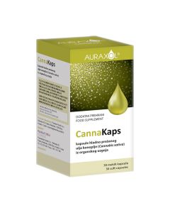 AUROXAL CANNAKAPS - ulje od sjemenki konoplje (Cannabis sativa) Ω3, Ω6, Ω9 30 kapsula - korisno kao svakodnevni dodatak prehrani kojim se unose esencijalne masne kiseline u optimalnom omjeru.