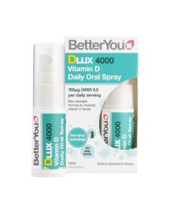 BetterYou DLUX 4000 sprej 15 ml - oralni sprej s vitaminom D najveće snage, posebno formuliran za isporuku vitamina D kroz meko tkivo usta za optimalnu apsorpciju. 