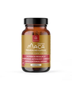 bioandina premium mix kapsule s ekstraktom žute, crvene i crne mace. Doprinosi regulaciji hormonske aktivnosti i zdravlju reprodutivnog sustava dodatak prehrani