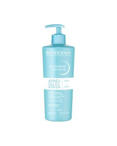 Bioderma PHOTODERM AFTER-SUN GEL KREMA 500 ml - Photoderm After Sun obogaćen je omekšavajućim i umirujućim tvarima. Dugotrajno rehidrira kožu, umiruje osjećaj pregrijanosti. Plavo bijela boca sa pumpicom na bijeloj pozadini.