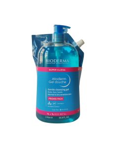 Bioderma Atoderm gel za tuširanje 1000 ml + gel za tuširanje Refill 1000 ml - namijenjen je za svakodnevno održavanje higijene lica i tijela suhe i osjetljive kože.