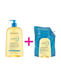 Bioderma Atoderm Ulje za tuširanje 1000 ml + REFILL 1000 ml - Prikladno je za pranje suhe, izrazito suhe i pojačano osjetljive kože sklone atopiji.