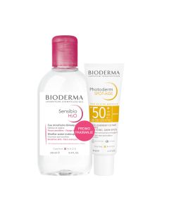 Bioderma Spot Age SPF50+ 40 ml i Sensibio H20 250 ml SET - set za zaštitu lica od sunca i čišćenje kože lica.