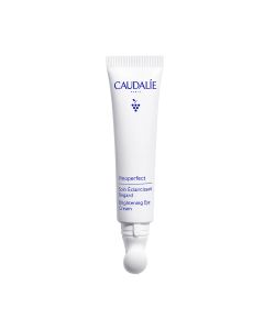 Caudalie Vinoperfect krema za područje oko očiju s Niacinamidom 15 ml - vidljivo posvjetljuje, ujednačava teksturu podočnjaka i hidratizira područje kože oko očiju. Bijelo crna tuba na bijeloj pozadini.