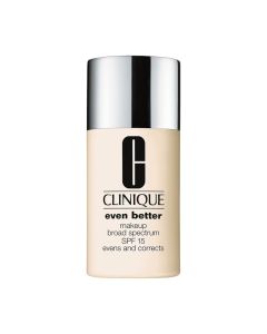 
CLINIQUE EVEN BETTER MAKEUP SPF15 30 ml - tekući puder razvijen od strane dermatologa koji vidljivo smanjuje izgled tamnih mrlja u 12 tjedana. 24 sata besprijekornog prekrivanja. Srebrno smeđe crna bočica na bijeloj pozadini.