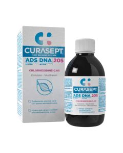 CURASEPT ADS 205 tekućina za ispiranje usne šupljine 200 ml s 0,05 % klorheksidina (CHX) i 0,05 % natrij fluorida učinkovito sprječava nastanak zubnih naslaga. 