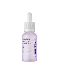 Dermalogica Breakout Clearing Liquid Peel 30 ml - recite zbogom aknama i hiperpigmentacijama i postignite blistav, ujednačen ten! Ljubičasto bijela bočica s pipetom na bijeloj pozadini.