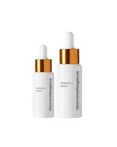 Dermalogica BioLumin-C serum - superiorni serum s visokostabilnim vitaminom C jača prirodni obrambeni sustav kože pa ona postaje svjetlija, zaglađenija, čvršća. Dvije verzije proizvoda od 30 ml ili 59 ml na bijeloj pozadini. Bočica sa pipetom.