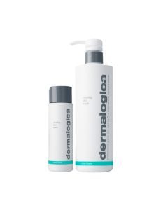 Dermalogica Clearing Skin Wash - čistač za problematičnu kožu. Pjenasti čistač za zrelu kožu sklonu aknama. Dvije verzije proizvoda - 250 ml ili 500 ml. Obje verzije proizvoda na bijeloj pozadini.
