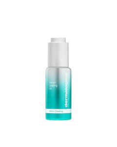 Dermalogica Retinol Clearing Oil - noćno ulje s retinolom i salicilnom kiselinom. Proizvod u plavoj bočici na bijeloj pozadini.