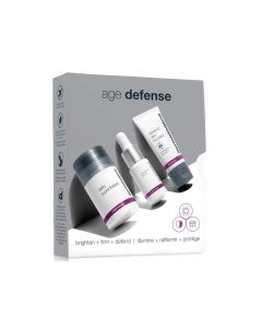 Dermalogica Skin kit - Age defense - proizvodi u setu: Daily Superfoliant 13 g, Biolumin-C Serum 10 ml, Dynamic Skin Recovery SPF 50 15 ml. Proizvodi su u sivoj kutiji na bijeloj pozadini.