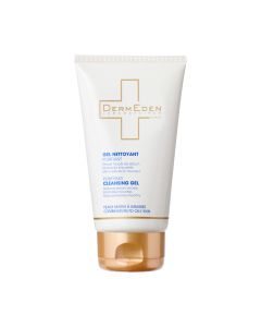 DermEden Purifying gel za čišćenje lica 150 ml - micro-peeling gel intenzivno čisti masnu i mješovitu kožu te djeluje smirujuće. Bijelo zlatno plava tuba na bijeloj pozadini.