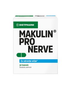 Dietpharm Makulin Pro Nerve A30 kapsule - Dodatak prehrani sa snažnom kombinacijom antioksidansa, oligoelemenata, cinka i vitamina B6, za zdravlje i zaštitu strukture oka.