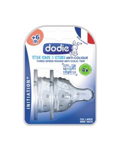 Dodie Silikonski okrugli sisači + Anti-colic +6 mj specifično za gustu tekućinu, 2 kom