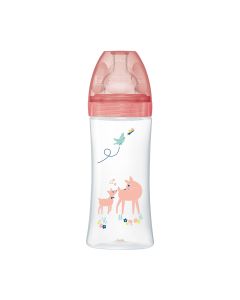 Dodie Plastična bočica + Anti-colic +6 mj s ravnim sisačem roza boja, 330 ml