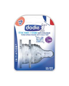 Dodie Silikonski okrugli sisači + Anti-colic +6 mj, 2 kom