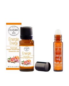 Elixirs & Co SINERGIJA ETERIČNIH ULJA - Energija 10 ml  + GRATIS  Roll-on s Bachovim cvijećem i esencijalnim uljima - Energija 10 ml - Stimulira i revitalizira + Roll-on energija.
