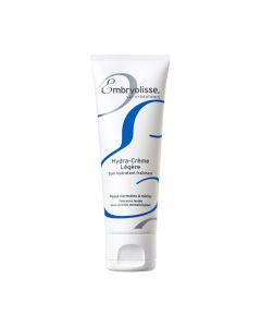 Embryolisse Hydra-Cream Light 40 ml - obogaćena aktivnim kompleksom bijelog lopoča i hijaluronske kiseline vraća koži vlagu i pruža intenzivnu i dugotrajnu hidrataciju. Bijelo plava tuba na bijeloj pozadini.