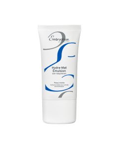 Embryolisse Hydra-Mat Emulsion 40 ml - Hidratacijska matirajuća emulzija za lice osigurava optimalnu hidrataciju idealnu za mješovitu kožu prekomjernog sjaja. Bijelo plava tuba na bijeloj pozadini.