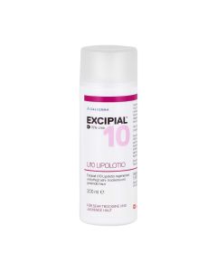 EXCIPIAL u 10 Lipolotion 200 ml - s 10% ureje ima visok udio ureje, što omogućuje intenzivnu i dugotrajnu hidrataciju kože, umanjuje svrbež i pruža olakšanje. Bijelo crvena bočica proizvoda na bijeloj pozadini.