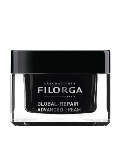 Filorga GLOBAL-REPAIR ADVANCED krema 50 ml - iznimna krema, za zrelu kožu, inspirirana je najpoznatijim tehnikama estetske medicine. Crna posudica kreme na bijeloj pozadini.