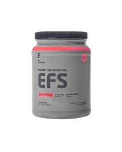 First Endurance EFS Sour Watermelon - je izotonični elektrolitski napitak u prahu s prirodnom aromom lubenice, izvrsnog okusa i odlične topljivosti u vodi. Proizvod u sivoj boci sa rozo-crvenim dijelovima dizajna na bijeloj pozadini.