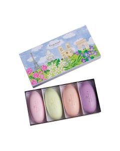 Fragonard SET 4 sapuna - PARIS 4 x 50 g - s mirisom ruže, verbene, cvijeta naranče i ljubičice, smješteni su u lijepu poklon kutiju.