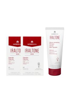 IRALTONE AGA SET - specijalni paket Iraltone proizvoda u kojima za cijenu 2 Iraltone AGA kapsula na dar dobivate Iraltone Sebum-normalizing Shampoo gratis.