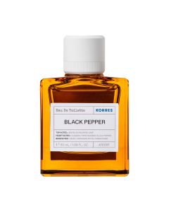 KORRES BLACK PEPPER toaletna vodica 50 ml -  s dominantnim mirisom limuna u gornjim notama agruma;  prestižni crni papar, luksuzni kašmir i intenzivan limun.
