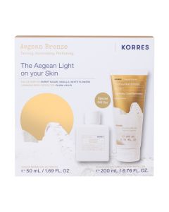 KORRES SET AEGEAN BRONZE eau de parfem 50 ml + GRATIS pjena za njegu tijela 200 ml - eau de parfume inspiriran ljetnim notama, "miriše" na more i lagana, učvršćujuća pjena za zaglađivanje kože tijela.