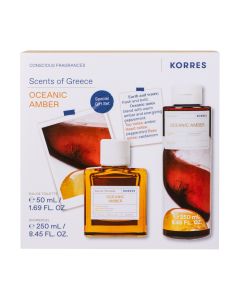 KORRES SET OCEANIC AMBER toaletna vodica 50 ml + GRATIS gel za tuširanje 250 ml - tretamani za njegu tijela, gel za tuširanje za osvježenje i toaletna vodica osvježavajućeg mirisa.
