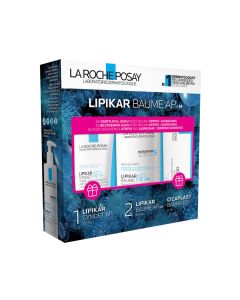 La Roche-Posay LIPIKAR BAUME Light AP+M Balzam za nadopunu lipida protiv nadraženosti i svrbeža, 400 ml + LIPIKAR SYNDET AP+ Kremasti gel za pranje, 100 ml + CICAPLAST Baume B5+ Ultra-obnavljajući smirujući balzam za iritacije, 15 ml. Plavo bijela kutija 