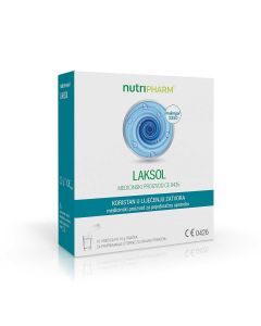 Nutripharm® Laksol 10 vrećica je medicinski proizvod laksativnog učinka, koji sadrži makrogol 3350. Putem osmotskog mehanizma regulira rad crijeva na prirodan način. 