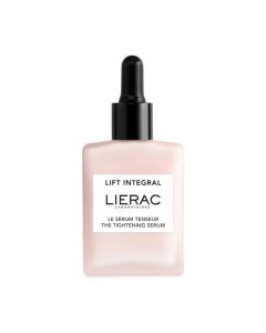 Lierac Lift Integral serum 30 ml - jača strukturu kože djelujući na njezine bitne elemente (kolagen, elastin, hijaluronska kiselina), ali i na glikoproteine ​​koji ih povezuju. Rozo crna bočica proizvoda na bijeloj pozadini.