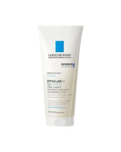 La Roche-Posay Effaclar H ISO-BIOME krema za čišćenje kože - Krema za čišćenje kože EFFACLAR H ISO-BIOME obogaćena je Shea maslacem, niacinamidom i glicerinom za iznimnu učinkovitost hidratacije.  Proizvod je u bijelo plavoj tubi na bijeloj pozadini.
