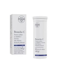 M.E.V. Feller® Broncho C 10 šumećih tableta (40 g) dodatak prehrani za prehladu i grlobolju s vitaminom C i okusom limuna 