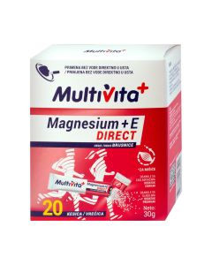Multivita+ Direct Magnezij + vitamin E okus brusnica 20 vrećica -  s okusom brusnice na bazi magnezija i Vitamina E, odličan su dodatak prehrani svima koji vode dinamičan stil života.