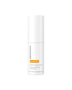 Neostrata Enlighten Brightening Eye Cream 15 g - snažna posvjetljujuća krema za područje oko očiju koja smanjuje pojavu tamnih krugova i posvijetlila i učvrstila izgled umornih očiju. Bijelo narančasta bočica na bijeloj pozadini.