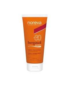 Noreva BERGASOL EXPERT KREMA SPF30 - sadrži napredne solarne filtere i snažnu barijeru protiv radikala. Proizvod je u narančastoj tubi na bijeloj pozadini.