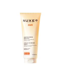 NUXE SUN Šampon za njegu nakon sunca za lice i tijelo 200 ml - uklonite UV filtre, sol, klor i pijesak uz ovaj 2-u-1 gel za tuširanje i šampon za tijelo i kosu s mirisom bijega.