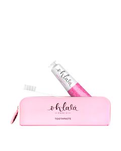 Ohlala PARIS Premium putni set Love Your smile Raspberry mint - uključuje Ohlala četkicu za zube od recikliranih organskih materijala i Raspberry Mint pastu za zube.